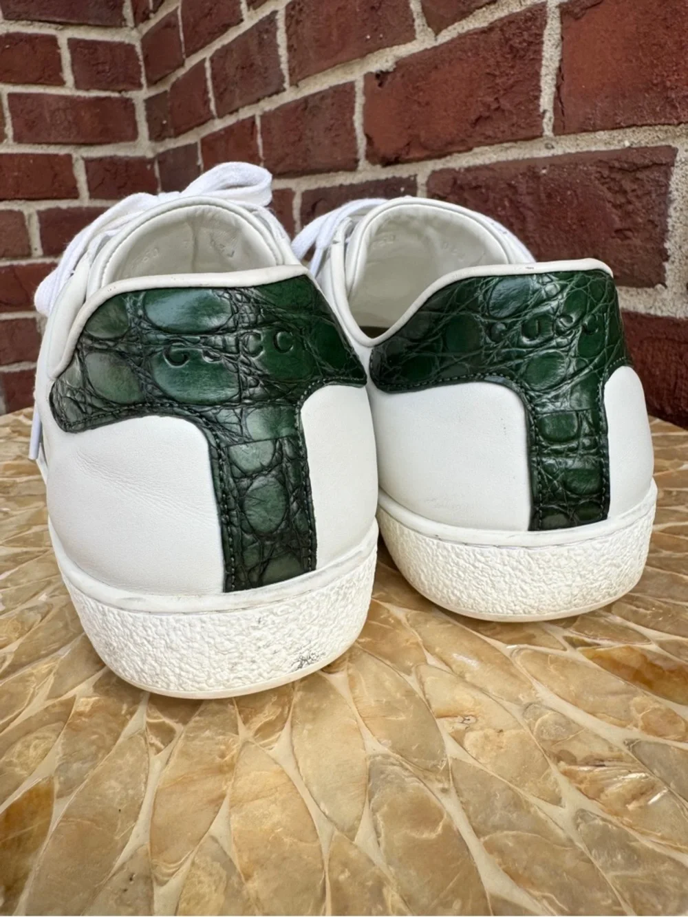 GUCCI Ace Sneakers Men’s Size 8 White Leather Low Top Lace Up - Picture 4 of 10